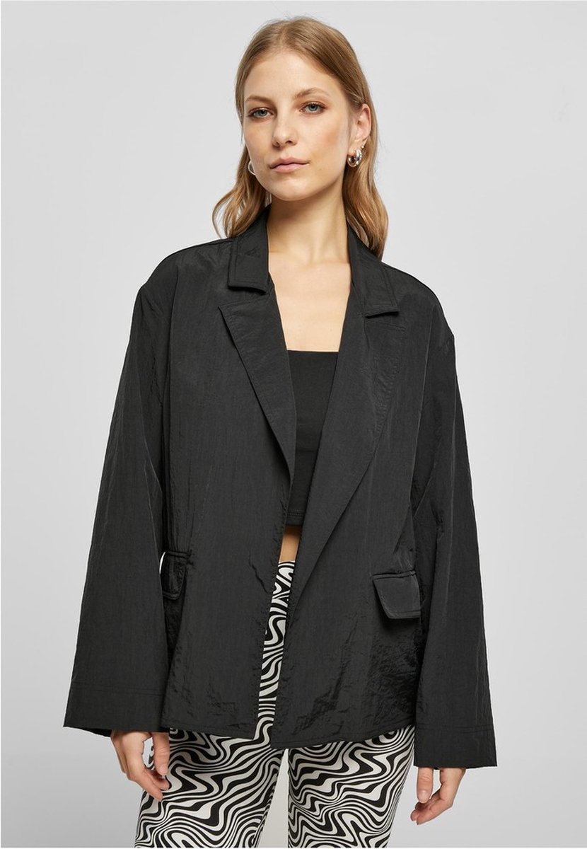 Urban Classics Oversized Crinkle Nylon Blazer S Zwart