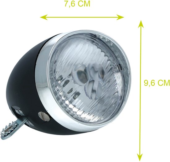 Dresco Koplamp Fiets Classic Zwart - Fietsverlichting - Classic - 3 LEDs - Zwart van Dresco — afbeelding 2