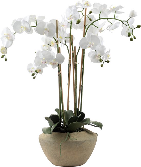 Witte kunstmatige orchidee samenstelling H86