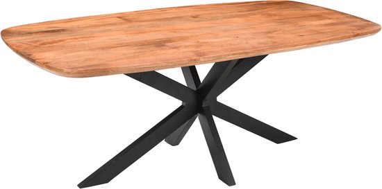 Eettafel / Tafel Mango - 220x100 - 4.5 cm dik (opdik) - Deens ovaal - Verjongd - Naturel - Mango hout - Spinpoot