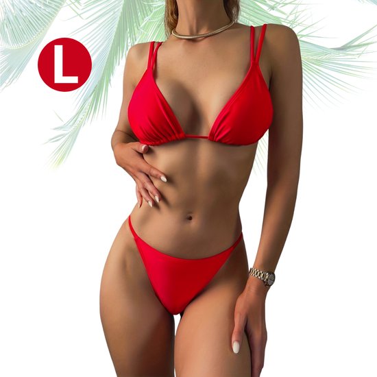 Livano Bikini Femme - Bikini Filles - Maillot de Maillots de bain - Push Up - Maillot de Bain Femme - Nager - Set Sexy - Haut et Bas - Rouge - Taille L