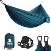 Hangmat voor outdoor camping - ultralight en ademend nylon met karabijnhaak & boomriem - 150 kg capaciteit - 265 x 151 cm - voor survival kamperen tuin