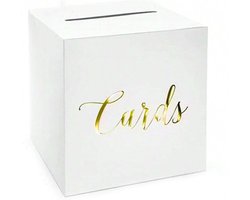 Joya Party® Enveloppendoos voor Bruiloft / Huwelijk of Feest | Doos voor cadeau envelop | Wit met goud | 24 cm