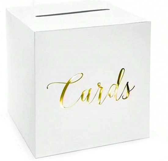 Joya Party® Enveloppendoos voor Bruiloft / Huwelijk of Feest | Doos voor cadeau envelop | Wit met goud | 24 cm