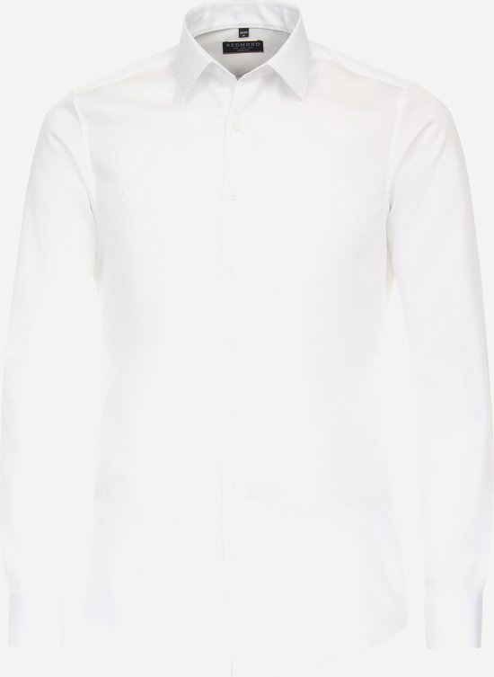 Redmond slim fit overhemd - popeline - wit - Strijkvriendelijk - Boordmaat: 41/42