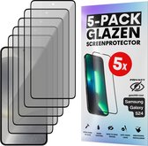 Privacy Screenprotector - Geschikt voor Samsung Galaxy S24 - Gehard Glas - Full Cover Tempered Privacy Glass - Case Friendly - 5 Pack