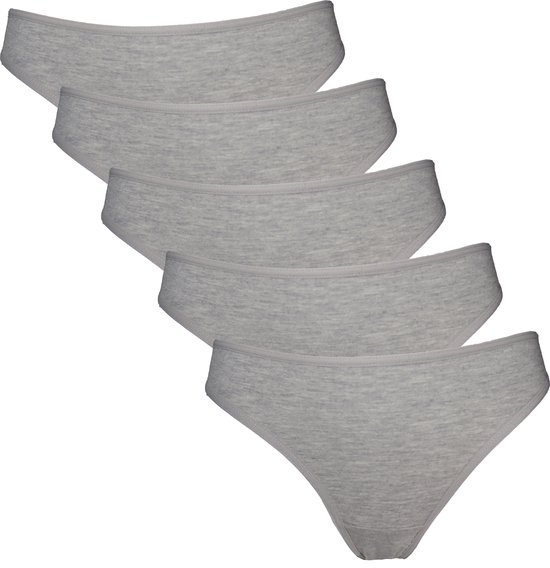 Vanilla - Dames string, Ondergoed dames, Lingerie - 5 stuks - Egyptisch katoen - Grijs - XXL