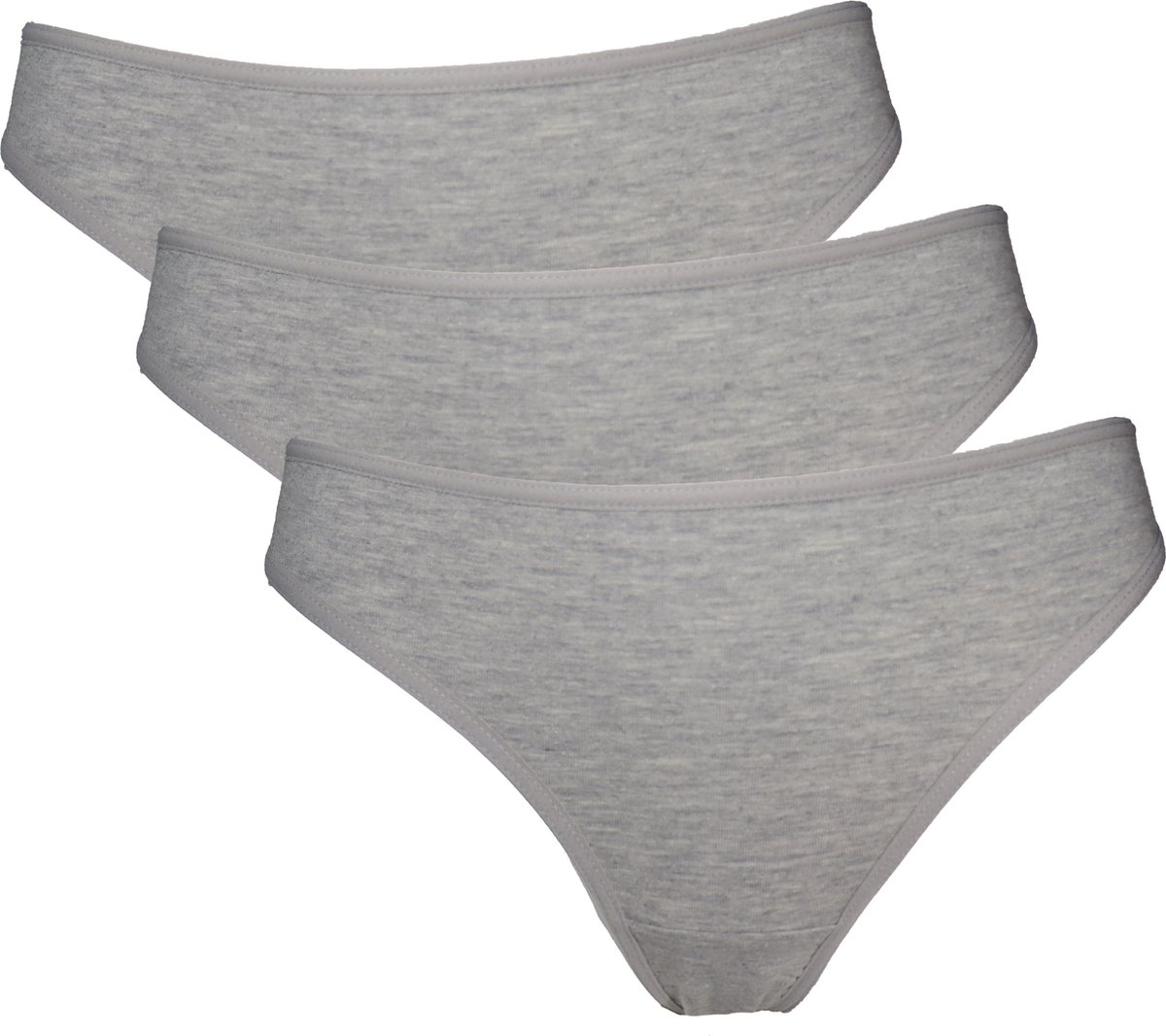 Vanilla - Dames string, Ondergoed dames, Lingerie - 3 stuks - Egyptisch katoen - Grijs - S