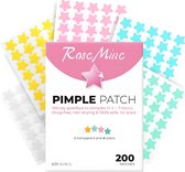 Rose Mine - 200 stervormige pimple patches - Puistjespatch voor dag & nacht - Star pimple patches - Acne stickers in 5 kleuren & 3 maten