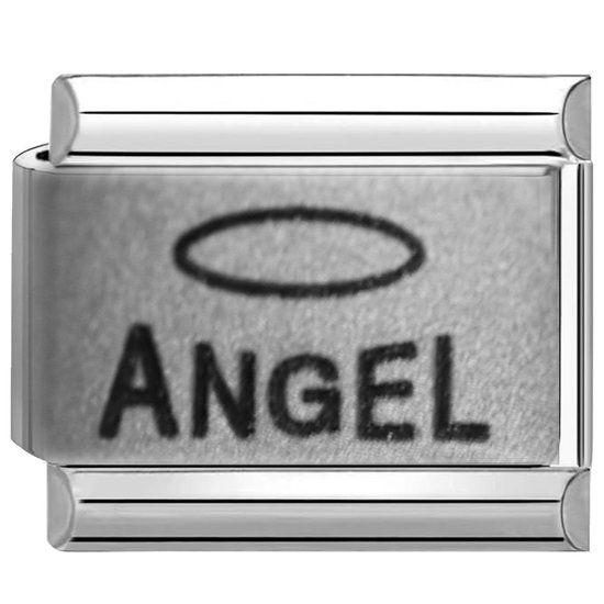 Quiges - Schakel - Bedel - 9mm - charms - Kleurrijk - Laser-engel - Geschikt voor - Nomination- armband - Schakelarmband - italy bedels armband