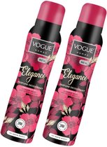 Vogue Women Elegence Parfum Deodorant - Spray - 2 x 150 ml - Elegante Geur van Bloesem Bloedsinaasappel en Patchoeli