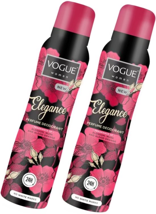 Foto: Vogue women elegance parfum deodorant spray 2 x 150 ml elegante geur van bloesem bloedsinaasappel en patchoeli