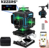 Kezers - 16 lignes - 4d - Laser lignes croisées - Avec trépied - Laser croix - Laser croix - Affichage - Vert - Auto-nivelant - 360° - 1Pc - 4000Mah