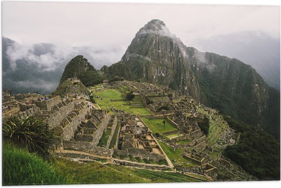 Vlag - Machu Picchu Ruïne in Peru - 75x50 cm Foto op Polyester Vlag