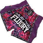 Fluory Muay Thai Kickboxing Shorts Pink Roses maat XL