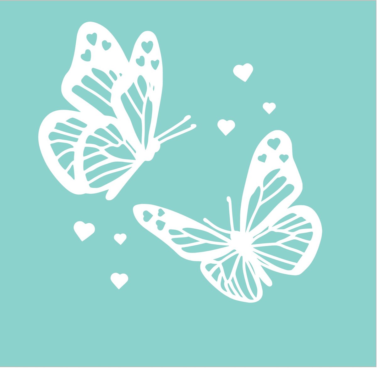 Raamsticker 2 Vlinders - Hartjes - Decoratief Wall art - Kinderkamer -Vrolijk - muursticker