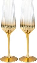 Vikko Décor Elegant Collectie - Champagne Glazen - Set van 2 Champagne Coupe - Flutes - Goud