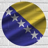 Muursticker Cirkel - Rimpelige Vlag van Bosnië - 40x40 cm Foto op Muursticker