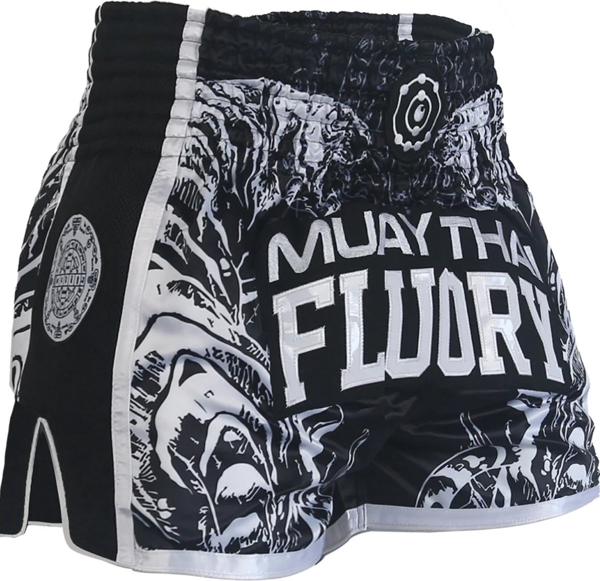 Fluory Sak Yant Tiger Muay Thai Kickboks Broek Zwart maat XL