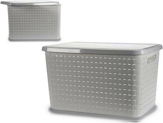 TYEERS Opvouwbare Opbergdoos met Deksel, Stof, Afwasbaar, Opbergbak met Deksel, 38x25x25 cm, Set van 3, Groen