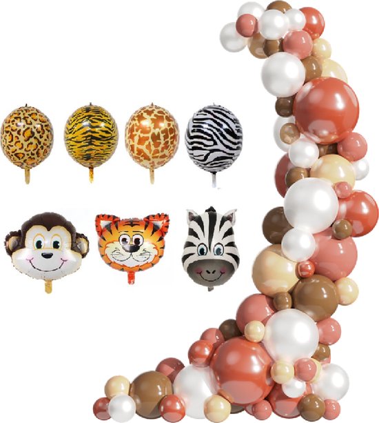 Luna Balunas Safari Ballonnen Jungle Verjaardag Feest Decoratie Pakket Kinderfeestje Versiering Jongen Meisje Set 80 stuks