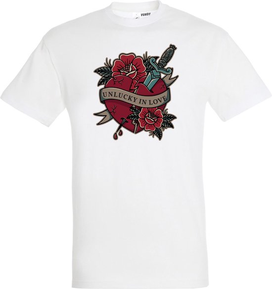 T-shirt Unlucky In Love | valentijn cadeautje voor hem haar | valentijn | valentijnsdag cadeau | Wit | maat 4XL