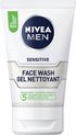 NIVEA MEN Sensitive Reinigingsgel Gezicht - Gezichtsreiniger - Alcoholvrij - Voor de Gevoelige Huid - Gezicht Wassen - 100 ml