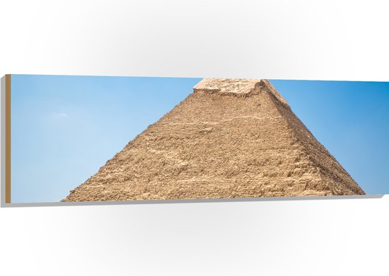 WallClassics - Hout - Piramide in de Woestijn - 150x50 cm - 9 mm dik - Foto op Hout (Met Ophangsysteem)