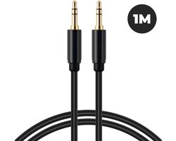Audiokabel 3.5mm AUX Kabel - met Mini Jack aansluiting - 1 Meter - Zwart - WiseQ