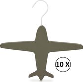 Relaxwonen - Kinder kledinghangers - Set van 10 - Donker groen - Vliegtuig hanger - extra stevig