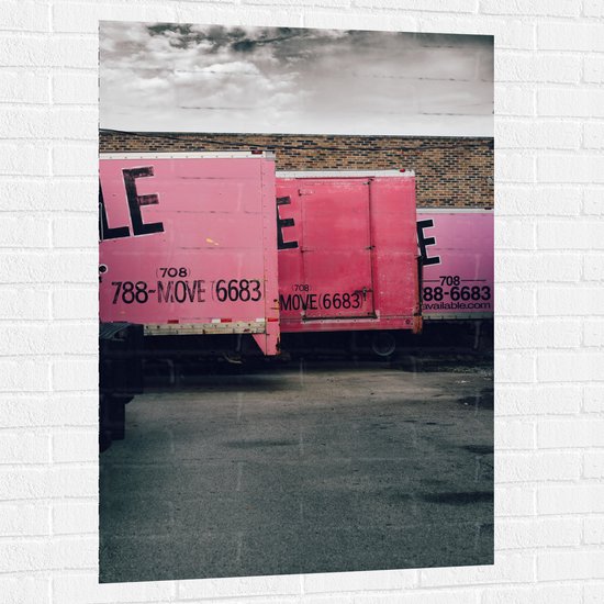 WallClassics - Muursticker - Rangée de camions roses - 80x120 cm Photo sur Muursticker