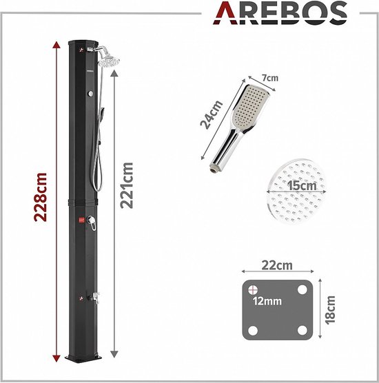 AREBOS 60 L Zonnedouche zwembaddouche camping tuindouche buitendouche regendouche