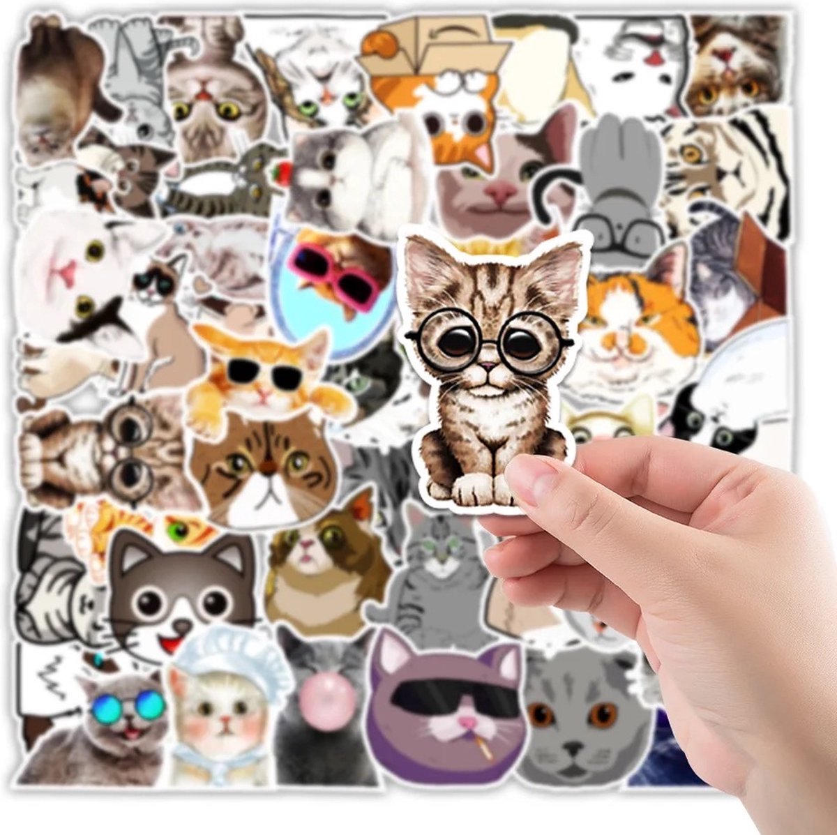 Katten Stickers 50 Stuks | Grappige Dieren Stickers | Kat | Poes | Kitten | Humor | Laptop Stickers | Stickers Kinderen | Stickers Volwassenen | Stickervellen | Plakstickers | Koffer Stickers | Stickers Bullet Journal | Planner Stickers — afbeelding 4