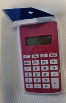 Calculator rekenmachine 8 digit 12x7x0,7cm kleur Rood - inclusief batterij