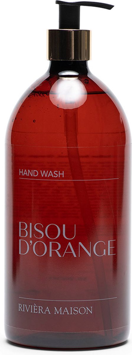 Riviera Maison Handzeep met Pompje 1 Liter - Zeepdispenser - Hand Wash XL Bisou d‘Orange - Bruin