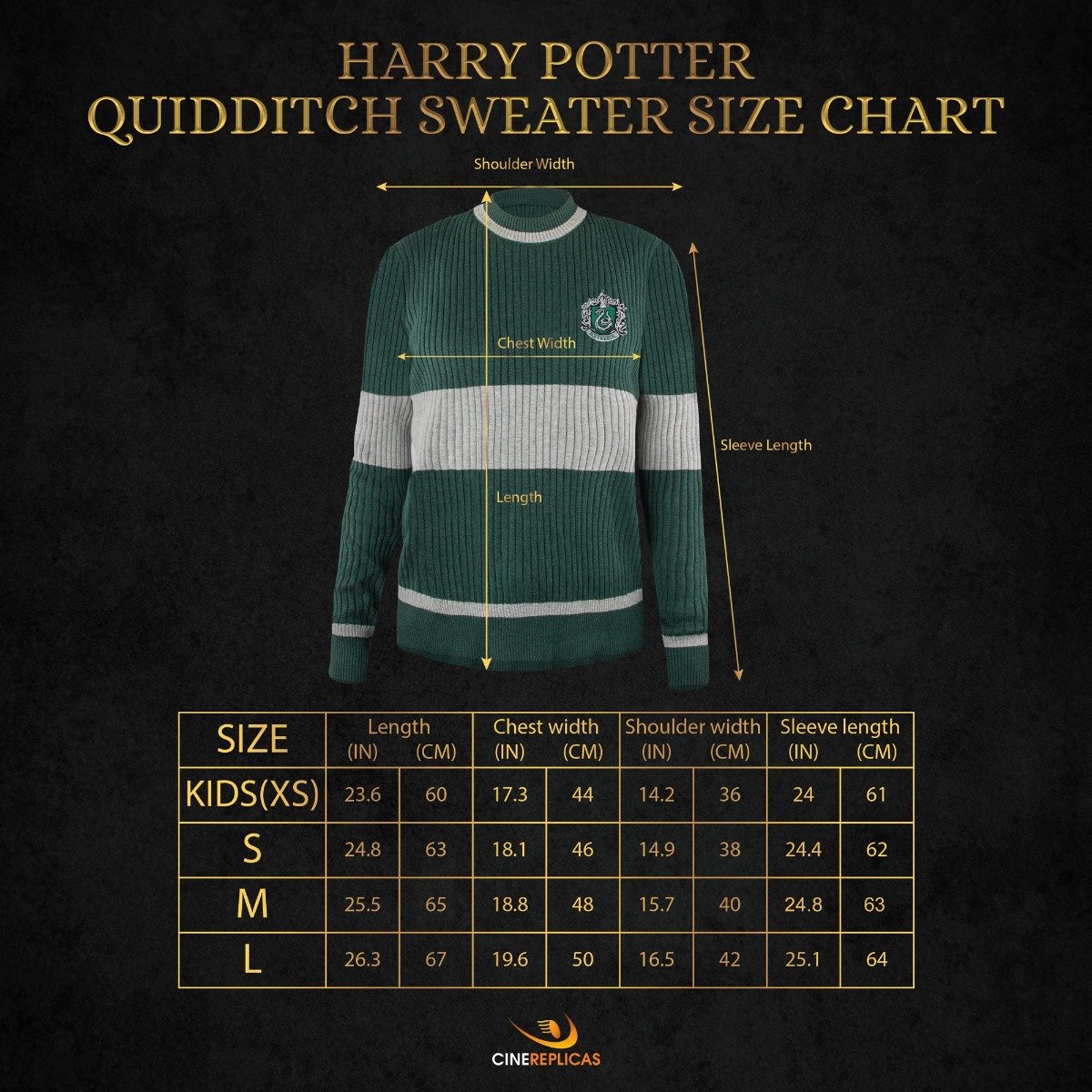 Cinereplicas Harry Potter - Slytherin Quidditch Sweater / Zwadderich Zwerkbal Trui / Trui - XL
