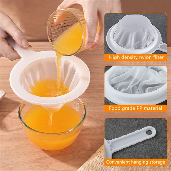 Keuken Ultra-Fijne Nylon Mesh Zeef 10 Inch, Plastic Zeef Fijn Mesh Met Handvat Keuken Tool Voor Sojamelk, Koffie, Melk, Yoghurt, Sap, Theeblad Filter, Honing, Wijn (100 mesh