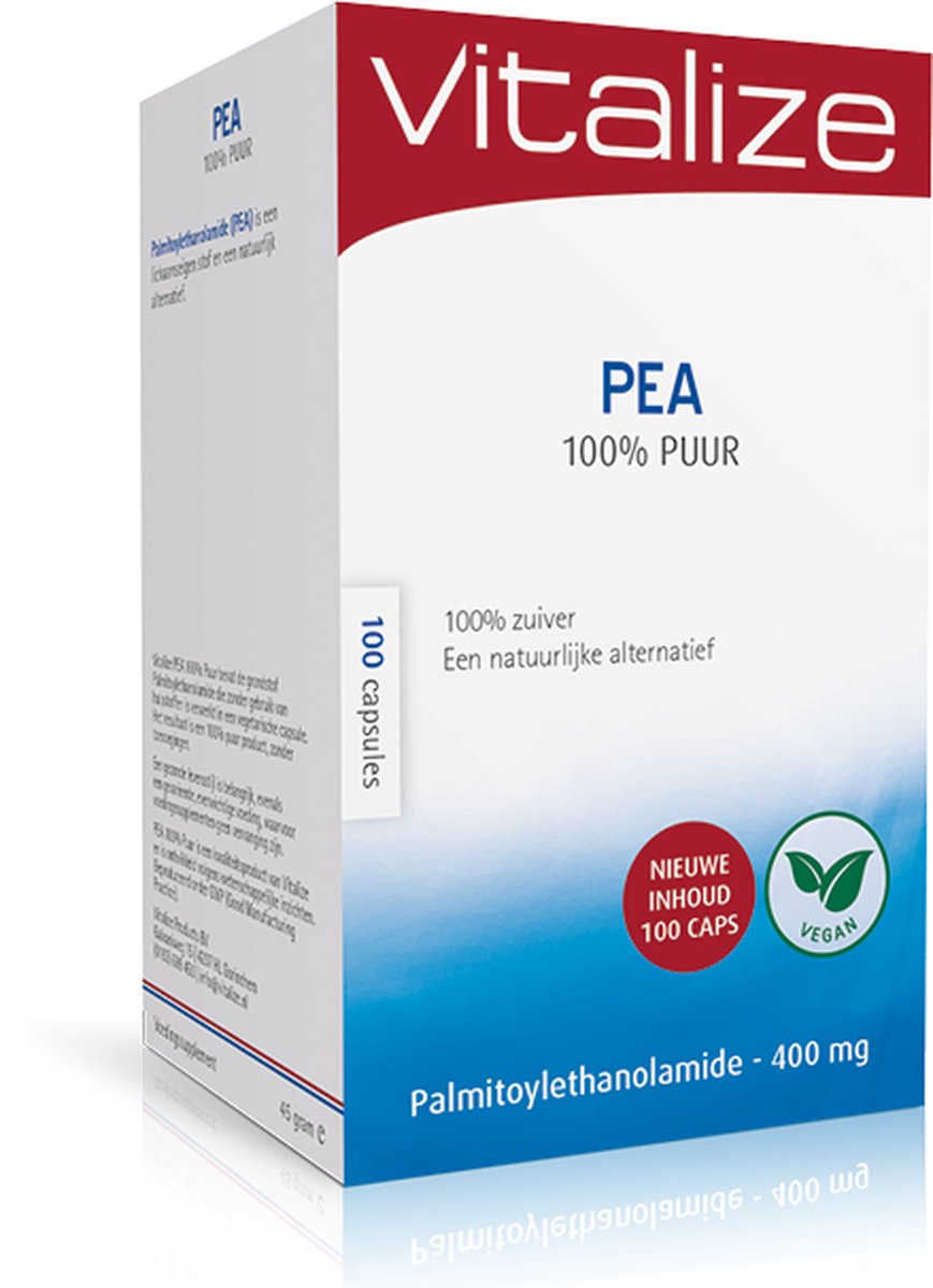 Goedkoopste Vitalize PEA 100 Puur 100 capsules | Lichaamseigen stof, effectief en veilig - 400 mg Pure PEA () zonder toevoegingen