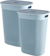Curver Filo Panier à linge avec couvercle 55L - 2 pièces - Blauw/ Grijs