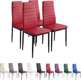 MILANO Eetkamerstoelen in Set van 4, Rood - Gestoffeerde stoel met kunstleer bekleding - Modern stijlvol design aan de eettafel - Keukenstoel of eetkamerstoel met hoog draagvermogen tot 110kg