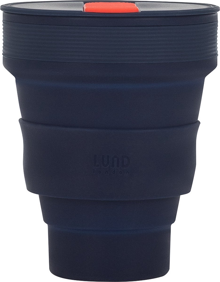 Lund London | Opvouwbare Beker | Koffiebeker To-Go | Silicone | 350 ML | Donker Blauw