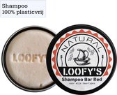 LOOFY'S - 0% Plastic - Shampoo Bar + Zeepbakje | Zeepblikje | Zeephouder - Red - Alle Haartypen - 100% Vegan - Loofys