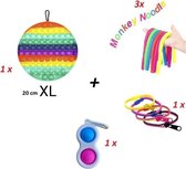 XL Rainbow Pop It Pakket - 6 x Stuks - Fidget Pakket - Popit Rainbow XL - Fidget Rits - Fidget Toys - Simpel Dimple - Regenboog - Monkey Noodle - Figuren - xl - Six Pack
