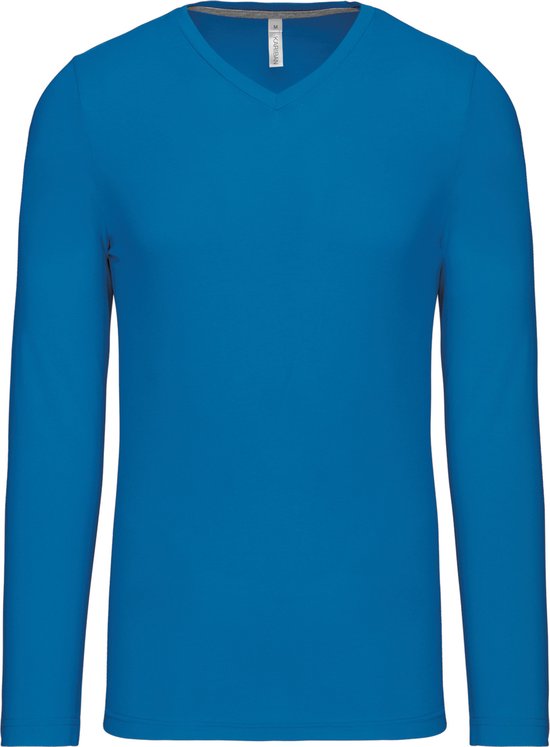 Foto: Kariban t shirt v hals lange mouwen k358 tropical blue xl