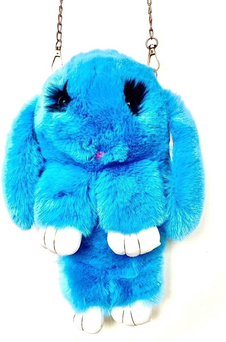 schattig konijntje rug en schoudertas candy blauw