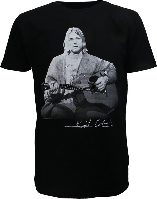 Kurt Cobain Live Guitar Photo T-Shirt Zwart - Officiële Merchandise