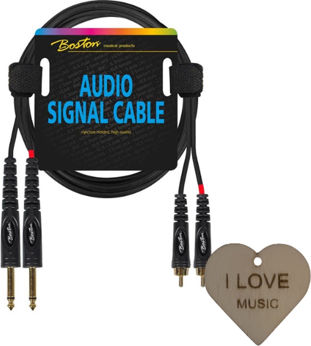 Boston audio signaalkabel - 2x mono jack naar RCA ( Tulp ) - 1.5 Meter - Met Specter Sleutelhanger