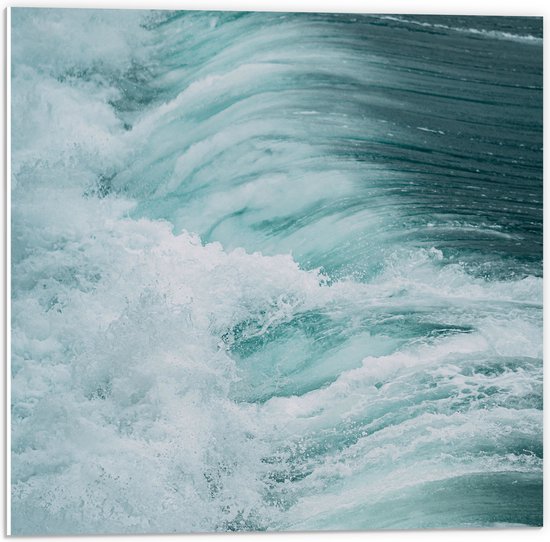PVC Schuimplaat- Stromende Golven in de Zee - 50x50 cm Foto op PVC Schuimplaat