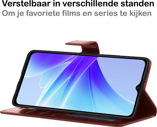 OPPO A57 Case Book Case Cover Wallet Cover Walletcase With 2x Screen Protector - OPPO A57 Cover Bookcase Case - Marron