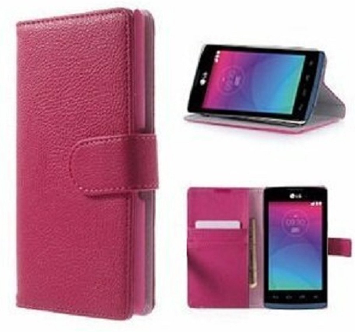 LG Joy Hoesje Met Pasjeshouder Bookcase Roze